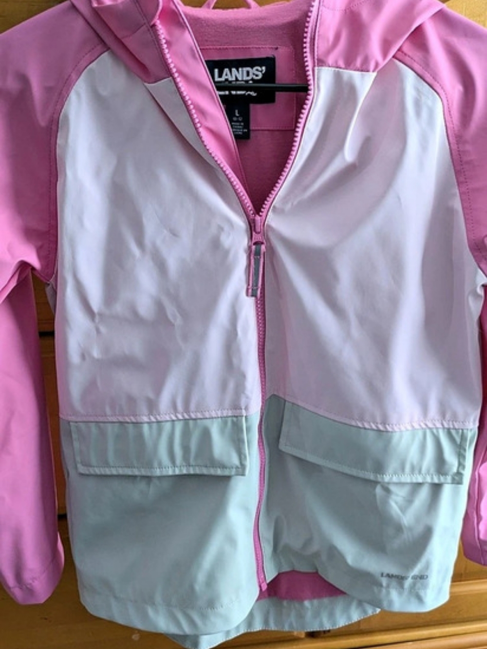 Lands' End Girl's Color Block Jacket Size 10/12 Like New